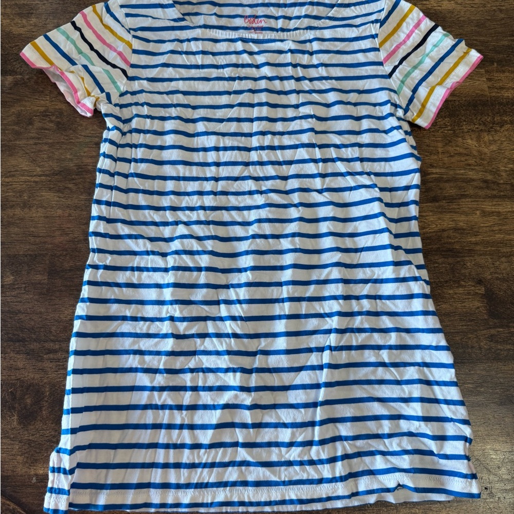 Boden Blue and White Striped Kids Shirt
